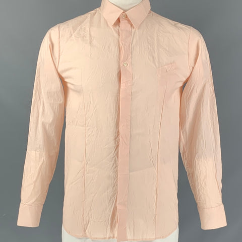 UNTITLED MIXED MEDIA Size L Coral Solid Cotton Button Up Long Sleeve Shirt