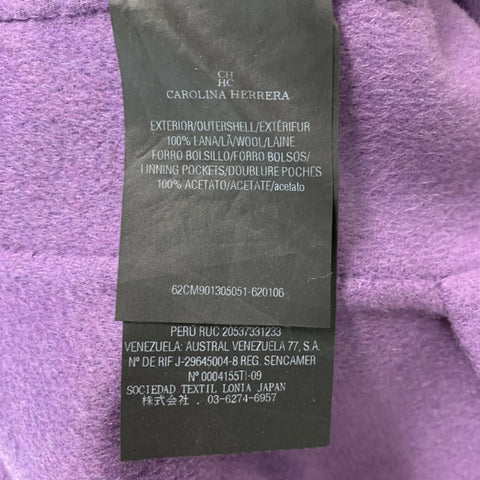 CAROLINA HERRERA Talla 4 Vestido con cinturón jaspeado de lana violeta gris
