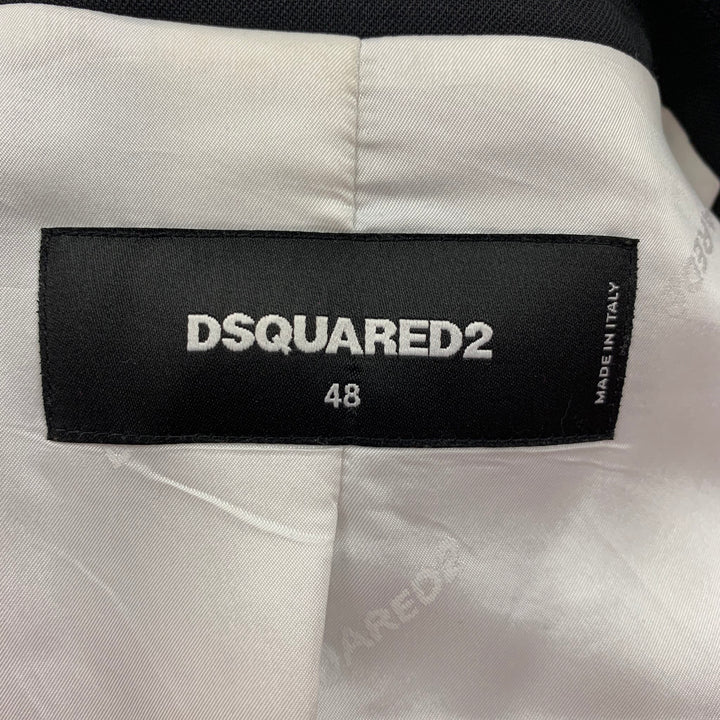 DSQUARED2 FW 16 Size 38 Black Mixed Fabrics Wool Peak Lapel Coat