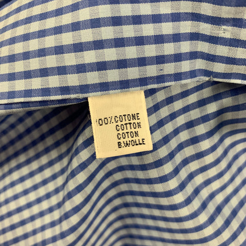 KITON for BARNEY'S NEW YORK Size 42 Light Blue Gingham Cotton Spread Collar Long Sleeve Shirt