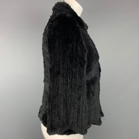 MAXSTUDIO Edición especial Talla S Chaqueta de punto con gancho y bucle de piel de conejo negra