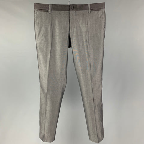 DOLCE & GABBANA Size 32 Grey Wool Silk Tuxedo Dress Pants