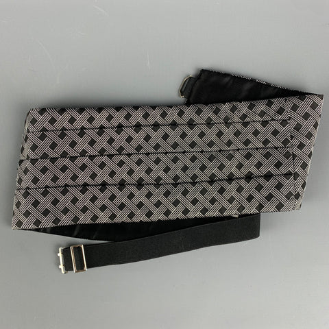 TURNBULL & ASSER Black White Checkered Silk Cummerbund