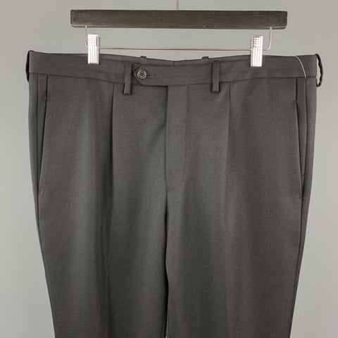 NEIL BARRETT Size 36 Black Twill Wool Pleated Cuffed Dress Pants