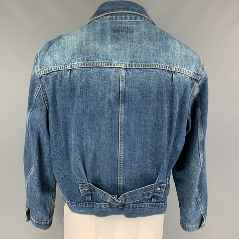 RRL by RALPH LAUREN Size XL Blue Distressed Cotton Denim Jacket