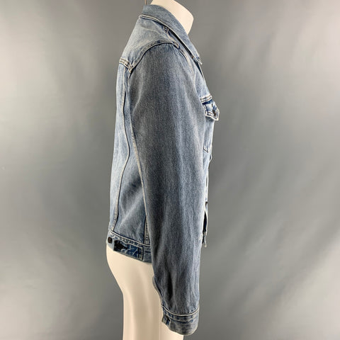 LEVI STRAUSS Size M Light Blue Distressed Cotton Denim Jacket