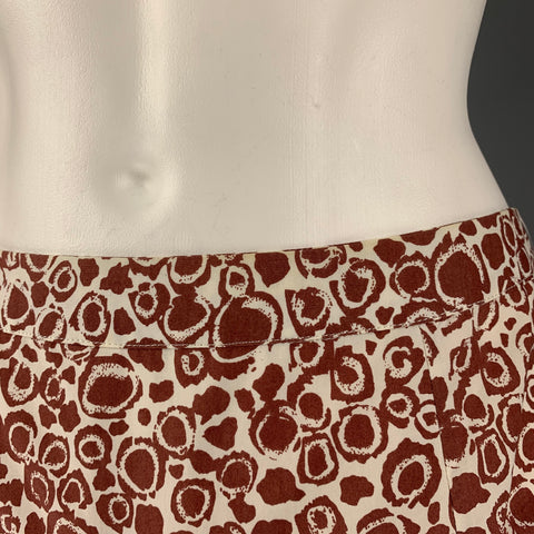 MARNI Size 4 White Burgundy Cotton Dots Pleated Skirt