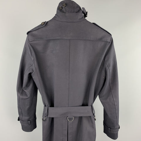 BURBERRY PRORSUM Size 34 Navy Cotton Double Breasted Belted Trenchcoat
