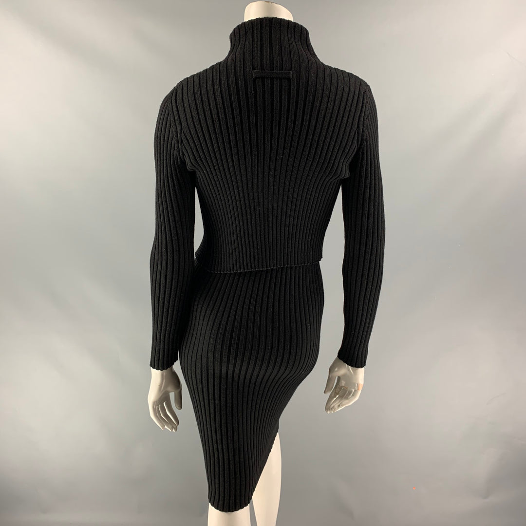 JEAN PAUL GAULTIER Size M Black Ribbed Knit Wool Dress