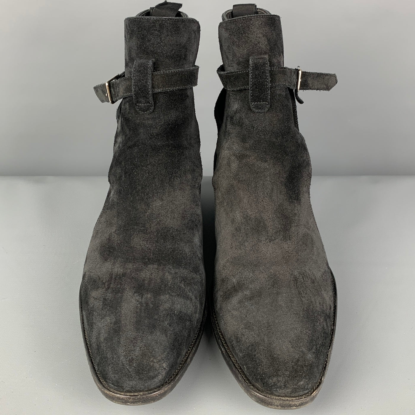 SAINT LAURENT Size 10 Black Leather Belted Wyatt 30 Jodhpur Boots