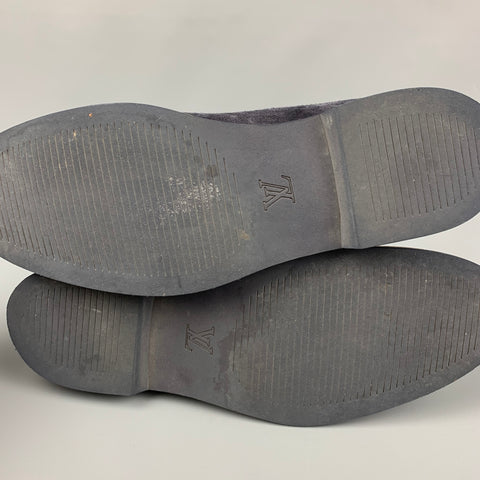 LOUIS VUITTON Taille 11 Chaussures à lacets en cuir perforé bleu marine