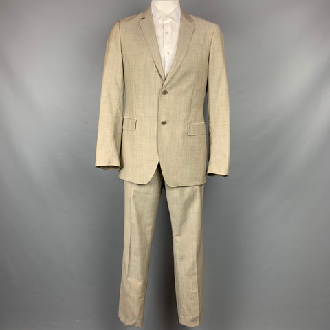 JOHN VARVATOS Size 42 Oatmeal Heather Wool / Mohair Notch Lapel Suit