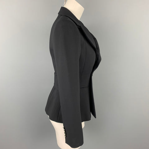 GIORGIO ARMANI Size 0 Black Wool Double Breasted Peak Lapel Jacket