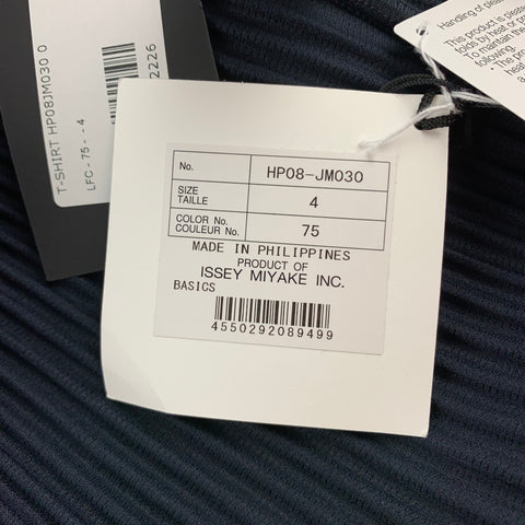 ISSEY MIYAKE Homme Plisse Size XL Navy Pleated Polyester Polo