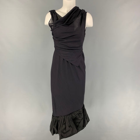 VERA WANG Taille 4 Robe sans manches en laine et polyester bleu marine
