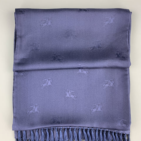 BURBERRY LONDON Jacquard Navy Silk Scarf