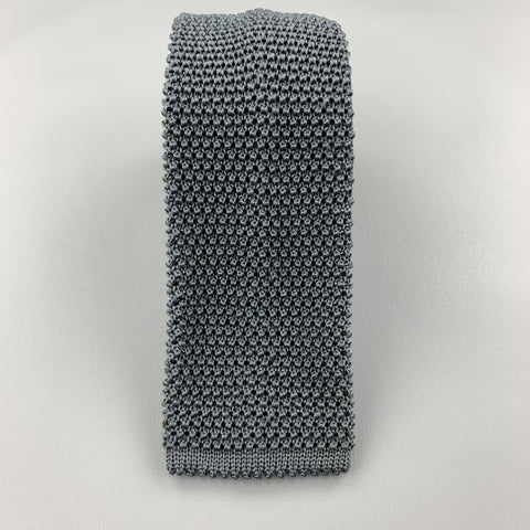CHARVET Muted Teal Gray Silk Textured Knit Tie