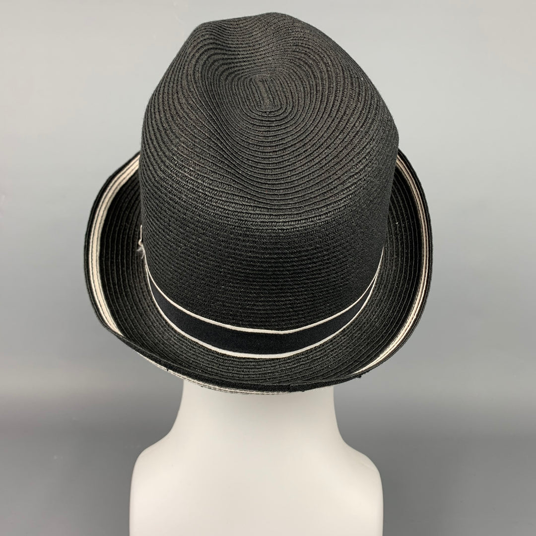 PANDAMERICA Black Raffia Fedora Hat