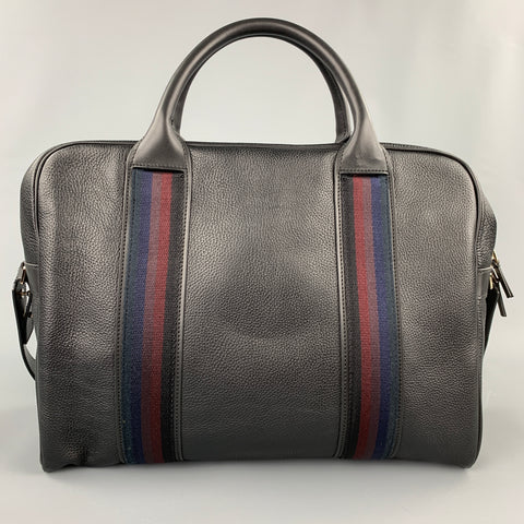 PAUL SMITH Black Pebble Grain Leather Briefcase Bag