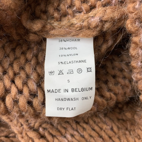 A.F. VANDERVORST Size S Camel Mohair Blend Cowl Neck Sweater