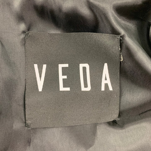 VEDA Chaqueta biker metalizada de cuero plateado talla M