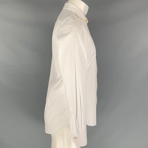 PAUL SMITH Size M Solid Cotton Club Collar White Long Sleeve Shirt
