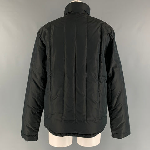 ETRO Size M Black Polyester Quilted Zip Up Jacket
