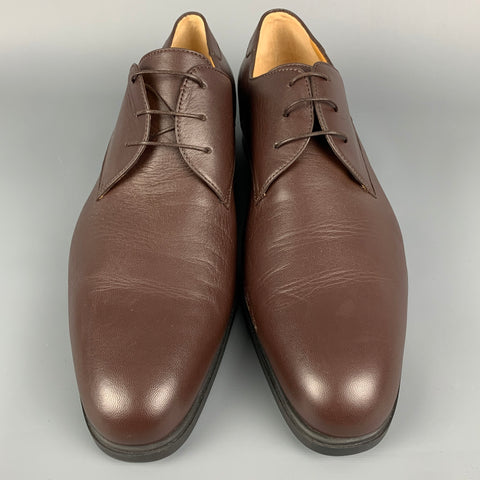 A. TESTONI Size 12 Brown Leather Lace Up Shoes