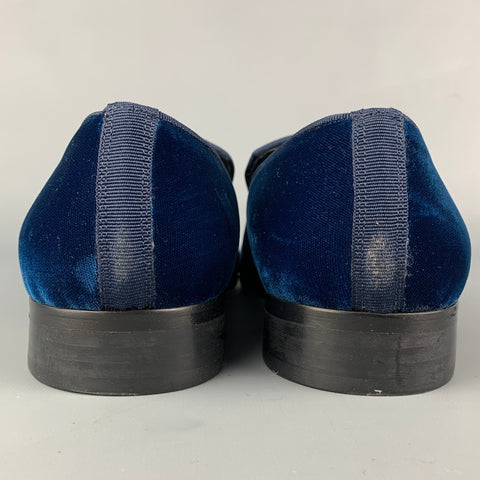 RON WHITE Size 10.5 Blue Velvet Slip On Loafers