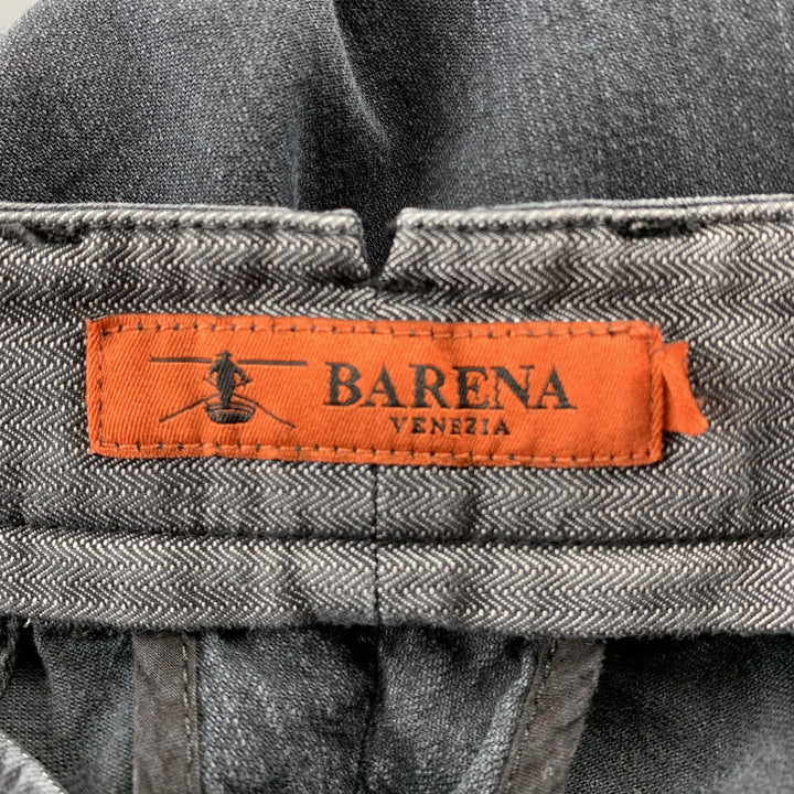 BARENA Taille 32 Pantalon décontracté en coton lavé au charbon de bois avec braguette zippée