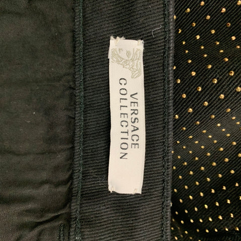 VERSACE COLLECTION Size 30 Black & Gold Studded Cotton Blend Slim Casual Pants
