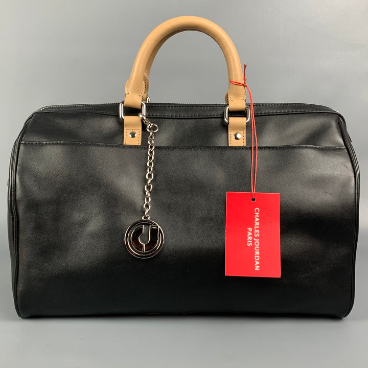 CHARLES JOURDAN Bolso Dalton tote de cuero negro y tostado