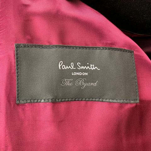 PAUL SMITH The Byard Size 40 Burgundy Print Velvet Notch Lapel Sport Coat