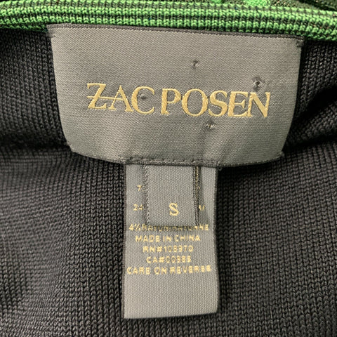 ZAC POSEN Taille S Robe plissée sans manches en viscose mélangée verte