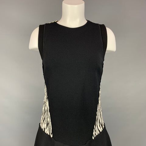 PROENZA SCHOULER Size 6 Black & White Acrylic Blend Sleeveless A-line Dress