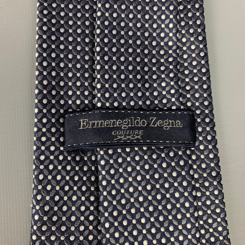ERMENEGILDO ZEGNA Couture Charcoal & White Dots Silk Tie
