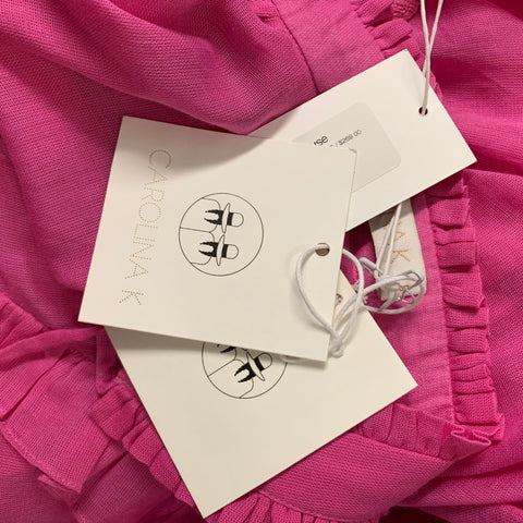 CAROLINA K Taille S Blouse à nœud en coton rose appliqué