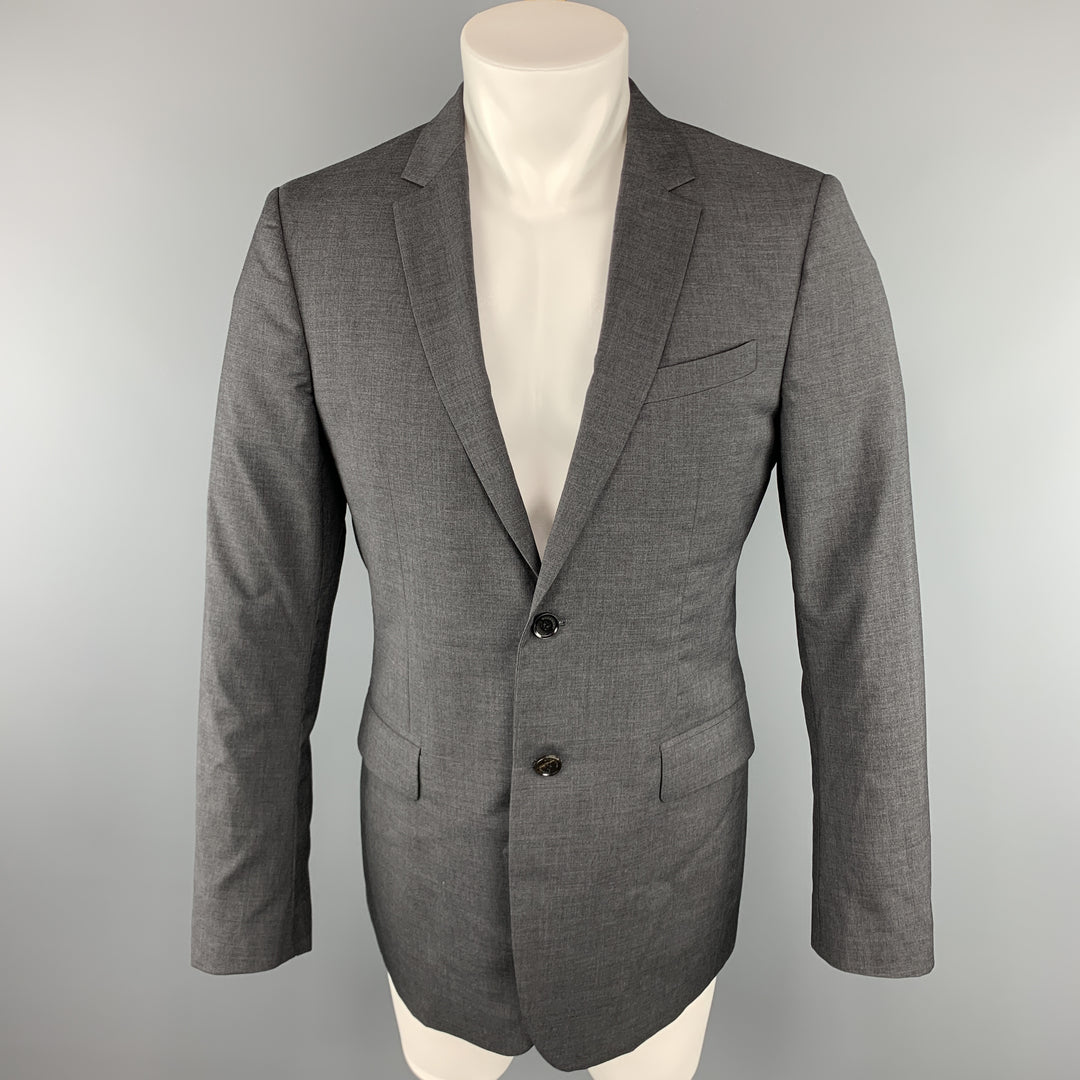 BURBERRY LONDON Size 40 Dark Gray Solid Regular Wool Sport Coat