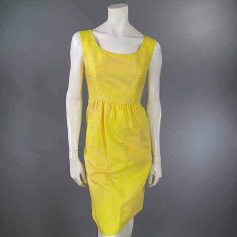 BARBARA TFANK Taille 6 Robe de cocktail d’été en soie jaune