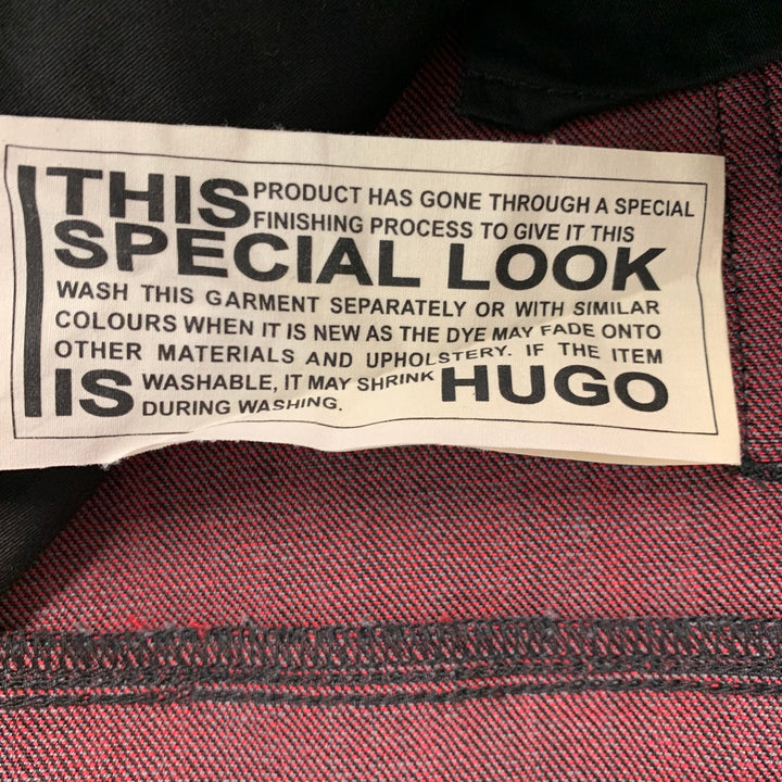 HUGO BOSS Talla 32 Vaqueros de poliuretano de algodón negro burdeos