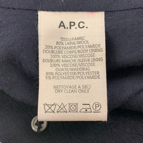 Manteau à simple boutonnage en laine/polyamide bleu marine taille L APC