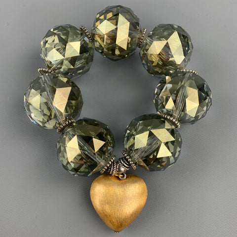 Bracelet pendentif en forme de coeur avec cristaux clairs VINTAGE