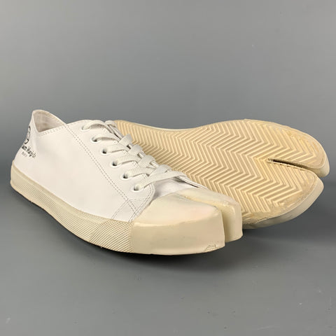MAISON MARGIELA Taille 11 Baskets Tabi basses en toile blanche