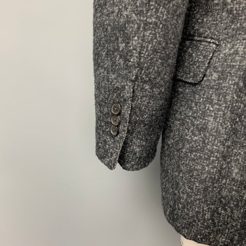 LOUIS VUITTON Size 44 Black & Grey Textured Wool / Alpaca Sport Coat