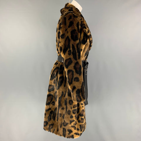 STAND STUDIO Taille XS Tan Noir Marron Modacrylique Fausse Fourrure Alexandra Manteau
