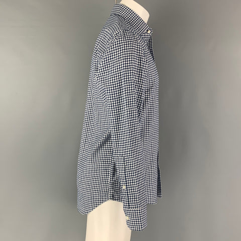 TAYLOR STITCH Size M Navy White Checkered Button Up Long Sleeve Shirt