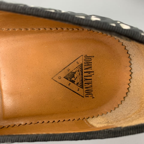 JOHN FLUEVOG Size 12 Black & White Zig Zag Leather Slip On Loafers