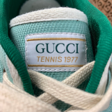 GUCCI Talla 9 Azul Verde Rojo Bloque de color Algodón Zapatillas bajas