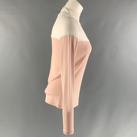 MAX MARA Size S White and Pink Viscose & Elastane Color Block Pullover