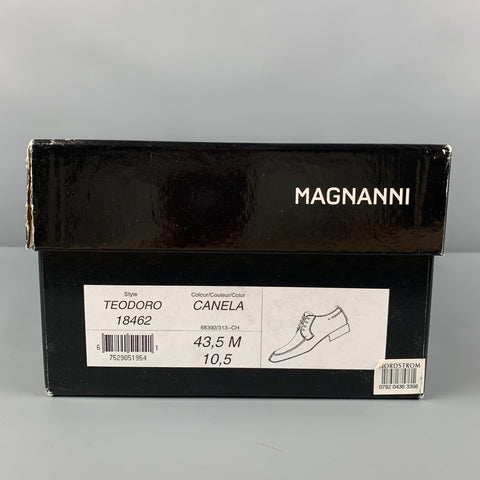 MAGNANNI Size 10.5 Brown Burnished Leather Lace Up Canela Shoes